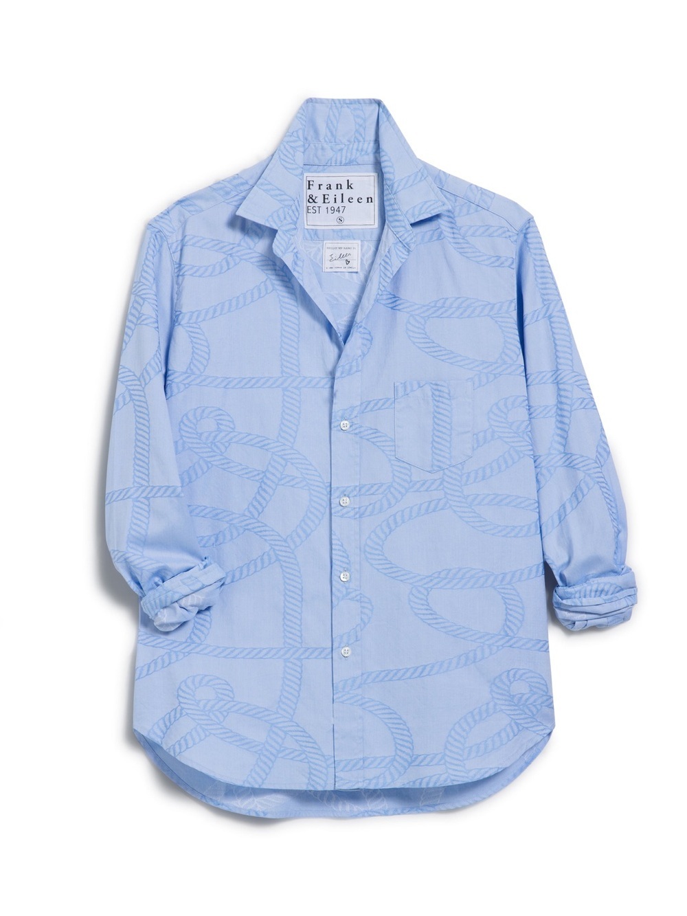 Frank & Eileen Light Blue Rope-Print Button-Down Shirt